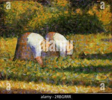 Farm Women at Work 1882 - 1883; France by Georges Seurat Foto Stock