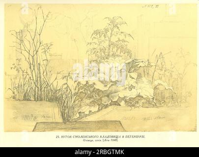 Un angolo del cimitero di Smolensk a St. Petersburg 1840 di Taras Shevchenko Foto Stock