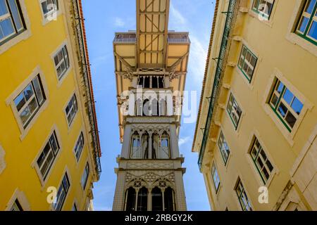 Elevador de Santa Justa Elevator, Santa Justa Lift, Baixa Lisboa, Lisbon Baixa, Monumento Nazionale portoghese, Lisbona, Portogallo Foto Stock