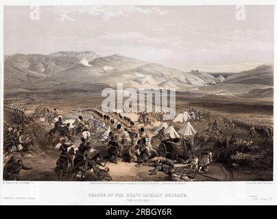 Carica della Brigata di cavalleria pesante, 25th Octomber 1854 1855 di William Simpson Foto Stock