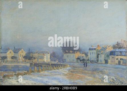 The Watering Place at Marly le ROI Hoarfrost 1876 di Alfred Sisley Foto Stock