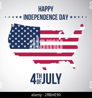Mappa degli Stati Uniti con i colori della bandiera nazionale. USA Independence Day, Illustrazione Vettoriale