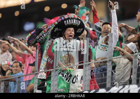 Arlington, Texas, USA. 8 luglio 2023. Il Messico sconfigge la Costa Rica 2-0 nei quarti di finale della Coppa d'Oro (immagine di credito: © Brian McLean/ZUMA Press Wire) SOLO PER USO EDITORIALE! Non per USO commerciale! Foto Stock