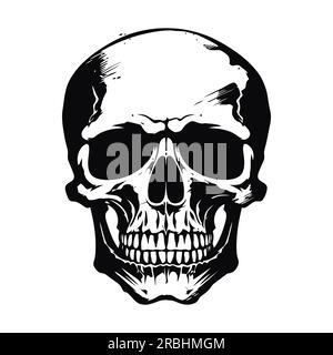 Silhouette del cranio umano. Immagine isolata del cranio nero. Illustrazione vettoriale Illustrazione Vettoriale