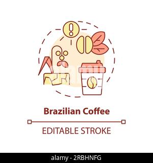 Concetto di riscaldamento icona del caffè brasiliano personalizzabile Illustrazione Vettoriale