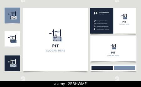 Logo PIT con slogan modificabile. Libro di branding e modello di biglietto da visita. Illustrazione Vettoriale