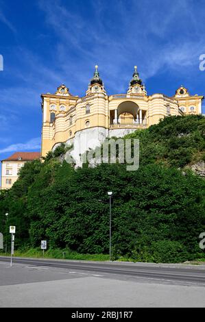 Melk, Wachau, bassa Austria, Austria. 4 luglio 2023. Vista dell'Abbazia di Melk Foto Stock