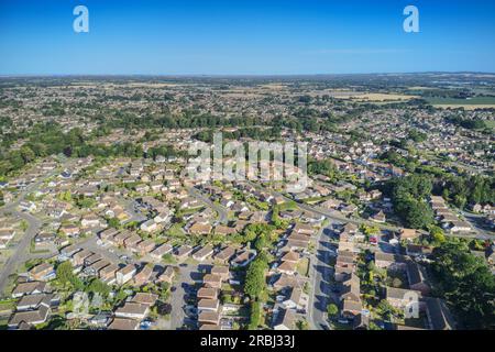 Foto aerea sopra Aldwick e verso West Meads a Bognor Regis nel West Sussex, Inghilterra. Foto Stock