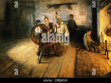Spinning by Firelight - The Boyhood of George Washington Gray 1894 di Henry Ossawa Tanner Foto Stock