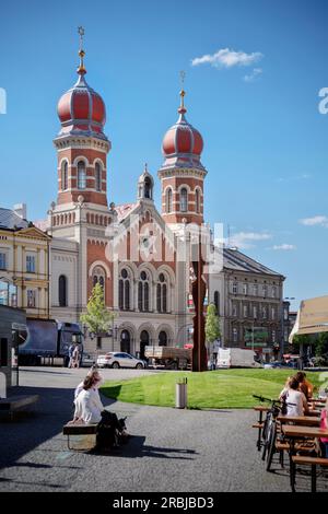 Grande sinagoga (Velká sinagoga) a Pilsen (Plzeň), Boemia, Repubblica Ceca, Europa Foto Stock