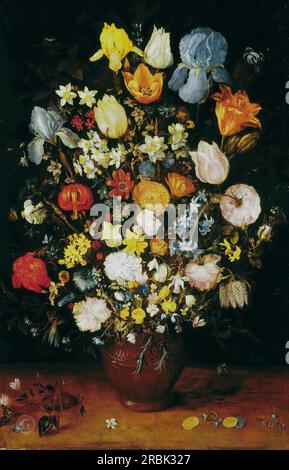 Jan Brueghel il Vecchio - vaso con fiori ок1605. 50x40 Foto Stock