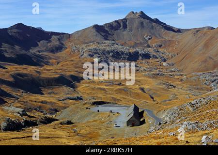 Col de la Bonnette, Jausiers, Alpes-de-Haute-Provence, Provence-Alpes-Cote d'Azur, Francia Foto Stock