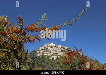 Vista di Gordes, Vaucluse, Provence-Alpes-Côte d'Azur, Francia Foto Stock