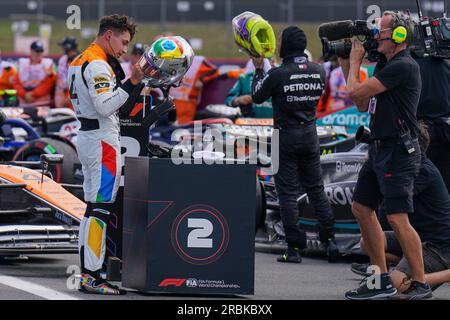 Lando Norris 4 (GBR), McLaren MCL60 secondo durante la FORMULA 1 ARAMCO BRITISH GRAND PRIX 2023 sul circuito di Silverstone, Silverstone, Regno Unito il 9 luglio 2023 Foto Stock