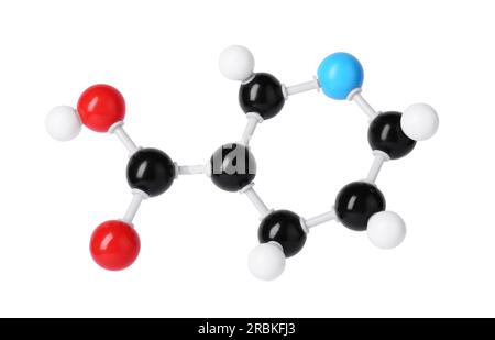 Molecola di vitamina B3 isolata su bianco. Modello chimico Foto Stock