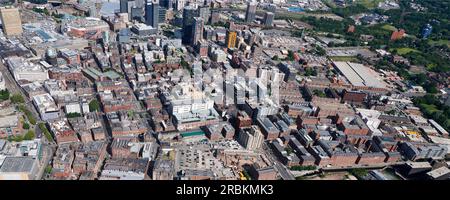 Distretto del quartiere settentrionale di Manchester City Centre, Inghilterra settentrionale, Lancashire, Regno Unito, dall'alto, Foto Stock