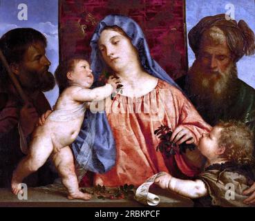 Madonna delle ciliegie 1515 di Tiziano Foto Stock