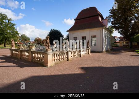 Strutture termali storiche nella città Goethe di Bad Lauchstädt, Saalekreis, Sassonia-Anhalt, Germania Foto Stock