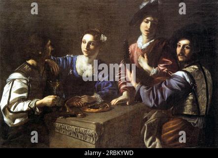 Drinking Party with a Lute Player 1623 di Nicolas Tournier Foto Stock