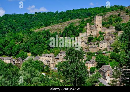 Francia, Aveyron (12), Belcastel, etichettato come i villaggi più belli della Francia Foto Stock