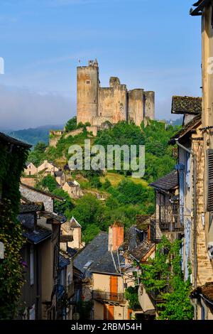 Francia, Aveyron (12), Najac, etichettato come i villaggi più belli della Francia, il villaggio medievale e il castello di Najac Foto Stock