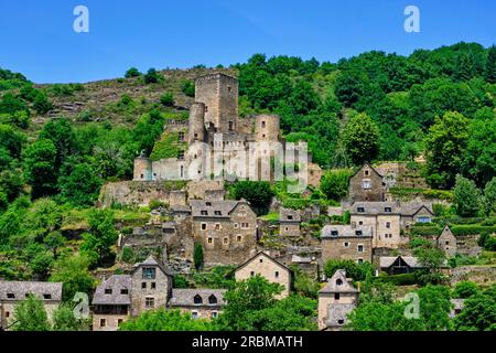 Francia, Aveyron (12), Belcastel, etichettato come i villaggi più belli della Francia Foto Stock