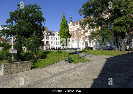 Vista sulla città di Zeitz, Burgenland, Sassonia-Anhalt, Germania Foto Stock