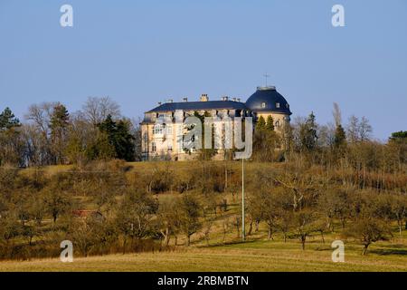 Castello di Craheim vicino a Wetzhausen, Markt Stadtlauringen, distretto di Schweinfurt, bassa Franconia, Baviera, Germania Foto Stock