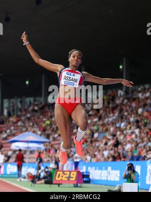 Mikaelle ASSANI (SCL Heel Baden-Baden/2° posto) azione, finale di salto in lungo femminile, il 9 luglio 2023 Campionati tedeschi di atletica leggera 2023, dall'8 luglio. - 09.07.2023 a Kassel/ Germania. Foto Stock