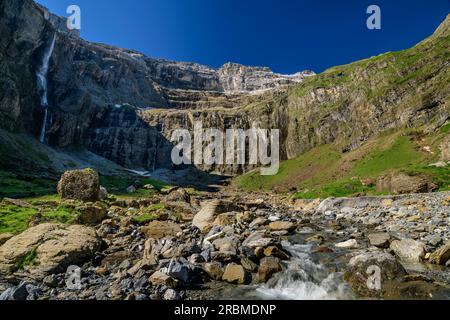 Cirque de Gavarnie, Gavarnie, Parco Nazionale dei Pirenei, Patrimonio dell'Umanità dell'UNESCO, Pirenei-Mont Perdu, Pirenei, Francia Foto Stock