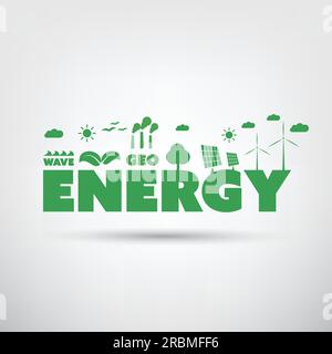 Etichetta energetica con icone Eco verdi Illustrazione Vettoriale
