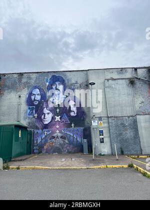 Black Sabbath Wall Mural dell'artista N4T4 Birmingham, Inghilterra Foto Stock