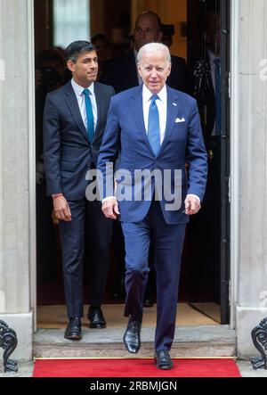 10 luglio 2023, Londra, Inghilterra, Regno Unito: Il presidente DEGLI STATI UNITI JOE BIDEN lascia 10 Downing Street dopo l'incontro con il primo ministro britannico RISHI SUNAK. (Immagine di credito: © Tayfun salci/ZUMA Press Wire) SOLO USO EDITORIALE! Non per USO commerciale! Foto Stock