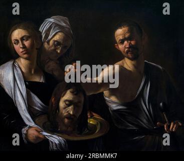 Salome riceve il Capo di San Giovanni Battista, Caravaggio, 1607-1610, Foto Stock