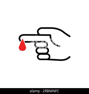 Linea di analisi del sangue e icona del glifo, medicina e clinica, segno di diabete, grafica vettoriale, un pattern lineare su sfondo bianco Illustrazione Vettoriale