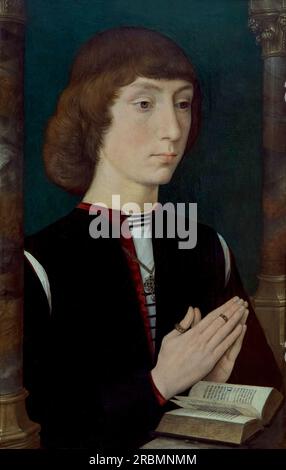 Giovane uomo alla preghiera, Hans Memling, 1470 circa, Foto Stock