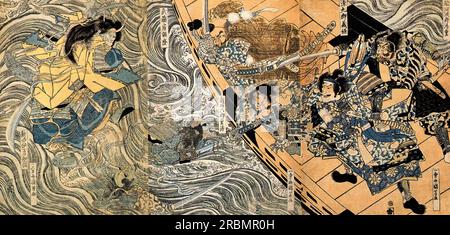 Il fantasma di Taira Tomomori di Utagawa Kuniyoshi Foto Stock