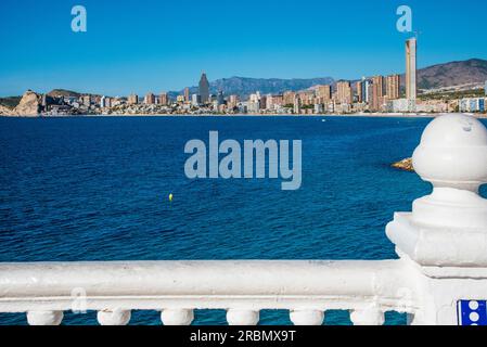 Benidorm, vista dal Mirador sul quartiere Poniente, Costa Blanca, Spagna Foto Stock