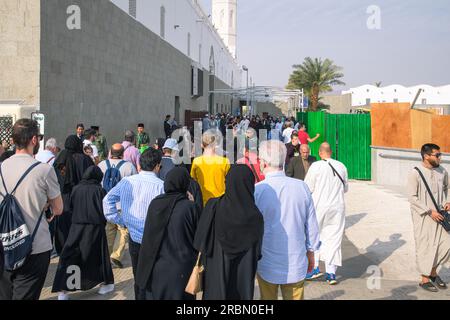 Medinah, Arabia Saudita - 22 dicembre 2022: Moschea di Quba. La prima moschea dell'Islam. Fu fondata dal Profeta Muhammad (pace su di lui) nel 622 A. Foto Stock