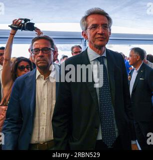 Napoli, Campania, ITALIA. 10 luglio 2023. 10/07/2023 Napoli, inaugurazione del nuovo sottopassaggio dal porto di Napoli a Piazza Municipio.nella foto: Il Sindaco di Napoli onorevole Gaetano Manfredi (Credit Image: © Fabio Sasso/ZUMA Press Wire) SOLO USO EDITORIALE! Non per USO commerciale! Crediti: ZUMA Press, Inc./Alamy Live News Foto Stock