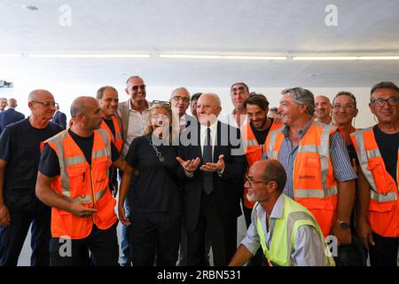 Napoli, Campania, ITALIA. 10 luglio 2023. 10/07/2023 Napoli, inaugurazione del nuovo sottopassaggio dal porto di Napoli a Piazza Municipio.nella foto: Il Presidente della regione Campania l'onorevole Vincenzo de Luca (Credit Image: © Fabio Sasso/ZUMA Press Wire) SOLO USO EDITORIALE! Non per USO commerciale! Crediti: ZUMA Press, Inc./Alamy Live News Foto Stock