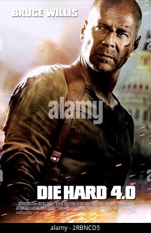 Die Hard 4 poster Live Free o Die Hard Bruce Willis Foto Stock