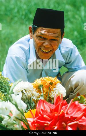 Flower Vendor, Giacarta, Indonesia, Sud Est Asiatico Foto Stock