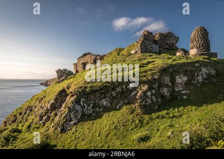 Rovine del castello di Duntulm nel nord della penisola di Trotternish, Isola di Skye, Highlands, Scozia, Regno Unito Foto Stock