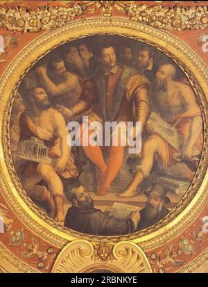 Cosimo i de Medici circondato dai suoi Architetti, ingegneri e scultori 1555 di Giorgio Vasari Foto Stock