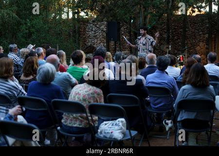 Ismael Sempere, recital poetico, oratori de Sant Blai, Campos, Maiorca, Isole Baleari, recital poetico della Spagna, Oratori de Sant Blai, Campos, Maiorca, Isole Baleari, Spagna. Foto Stock