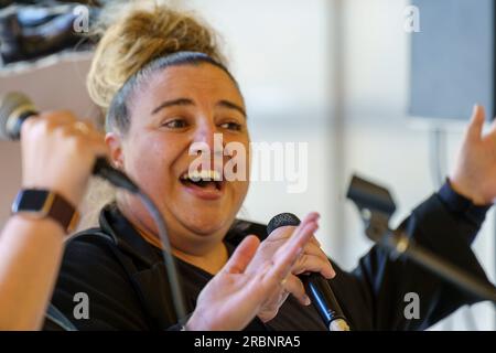 Natalia Tascon i Maria Magdalena Amengual. Cantante, calendari Folklòric de Rafel Ginard, Binisalem, Maiorca, Isole Baleari, Spagna. Foto Stock