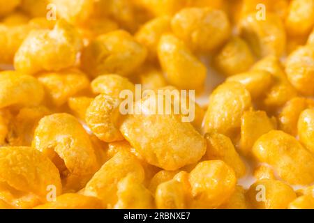 Cereali a base di mais dolci e zuccherati per colazione in una ciotola Foto Stock