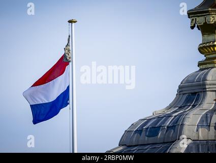 L'AIA - la borsa della scuola della principessa Alexia è appesa al palo di Huis Ten Bosch Palace. ANP REMKO DE WAAL netherlands Out - belgium Out Foto Stock