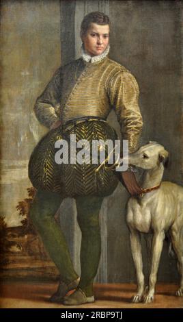 Ragazzo con un levriero 1570 di Paolo Veronese Foto Stock